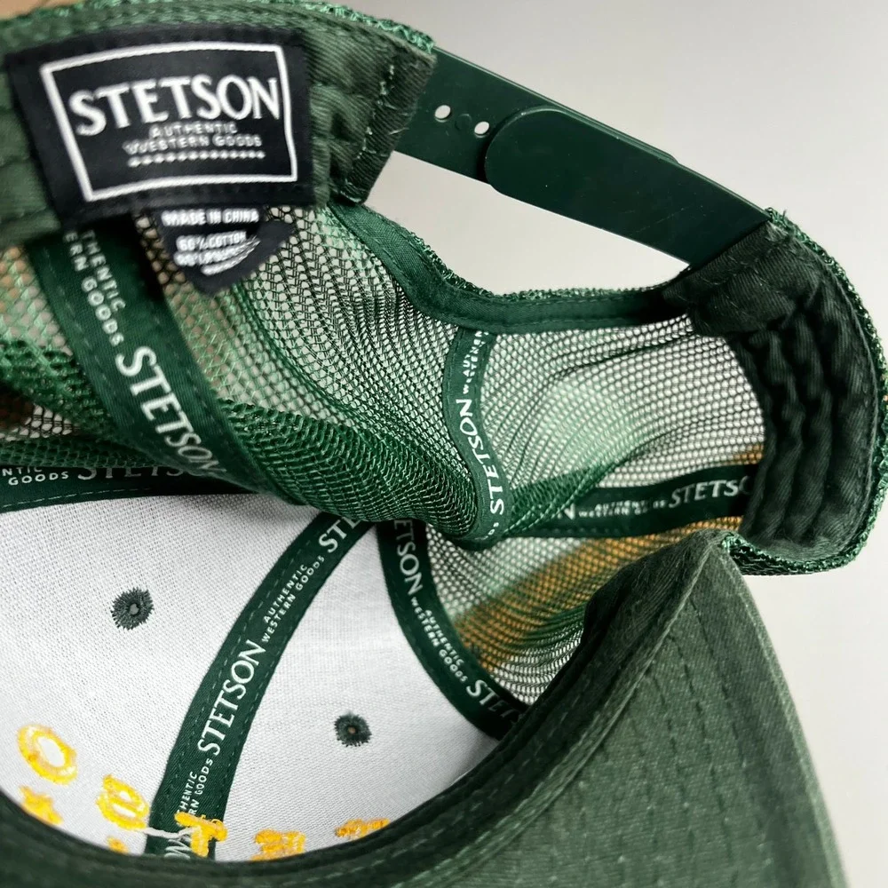 Stetson American Legend Trucker Hat Green Yellow Mesh Snapback Cap RN162443
